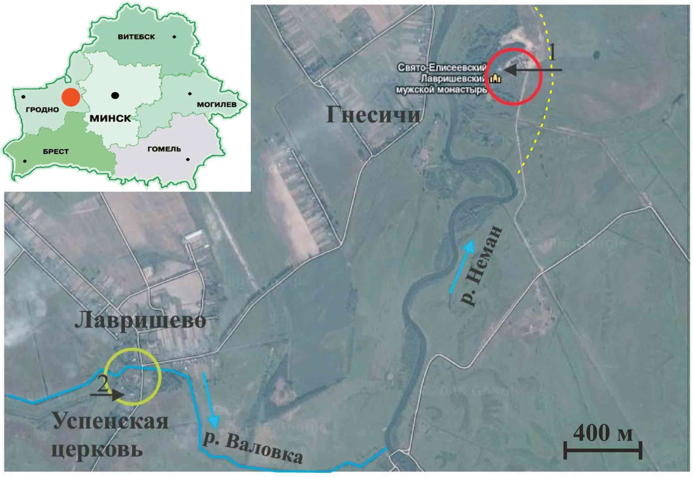 Локализация Лавришевского монастыря